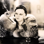 Jean Harlow in Iron Man (1931) wearing spotted fur with CHINCHILLA collar/cuffs, Fur Goddess Hollywood Furs
