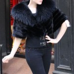 Black MINK FUR jacket with FINNISH RACOON Collar by KAUFMAN FURS