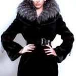 Black MINK FUR with SILVER FOX Collar by KAUFMAN FURS